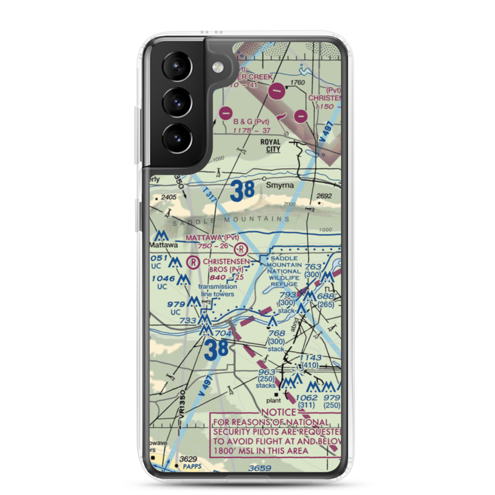 Mattawa Air Strip (74WA) VFR Sectional Samsung Case Samsung Galaxy S21 Plus model shown