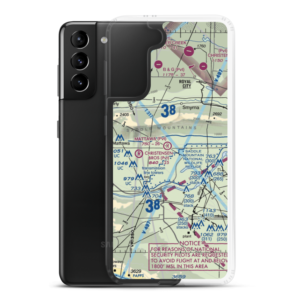 Mattawa Air Strip (74WA) VFR Sectional Samsung Case Samsung Galaxy S21 Plus model shown