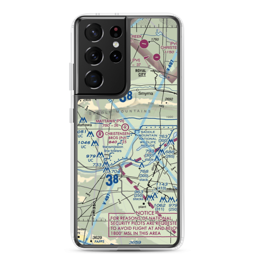 Mattawa Air Strip (74WA) VFR Sectional Samsung Case Samsung Galaxy S21 Ultra model shown