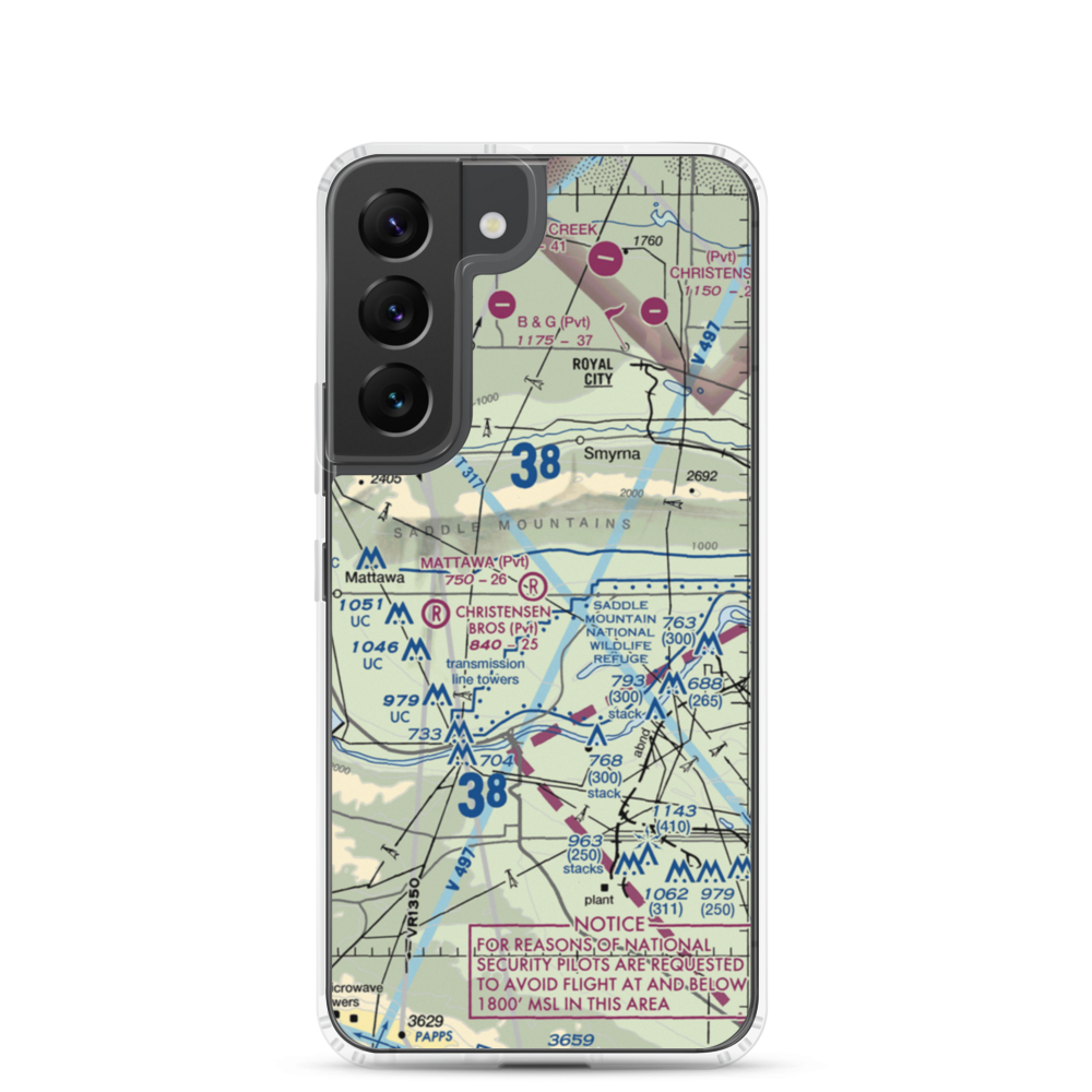 Mattawa Air Strip (74WA) VFR Sectional Samsung Case Samsung Galaxy S22 model shown