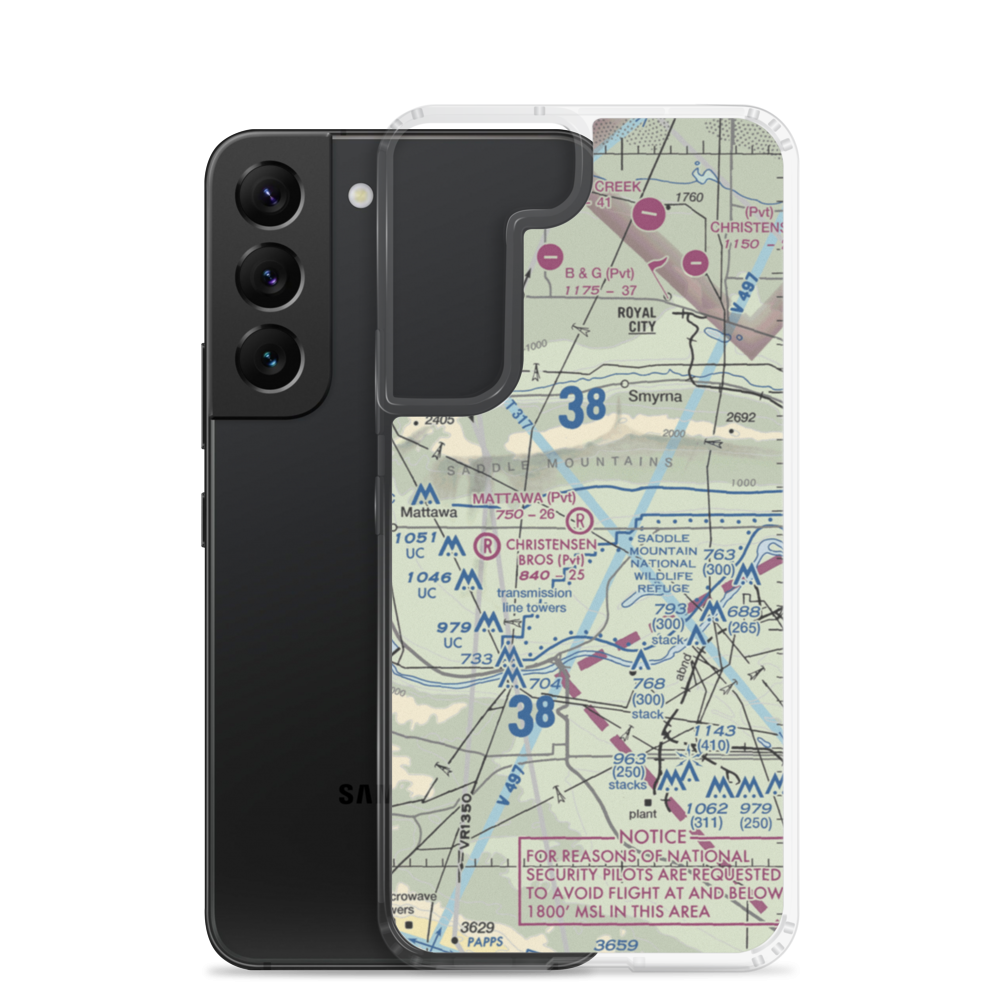 Mattawa Air Strip (74WA) VFR Sectional Samsung Case Samsung Galaxy S22 model shown