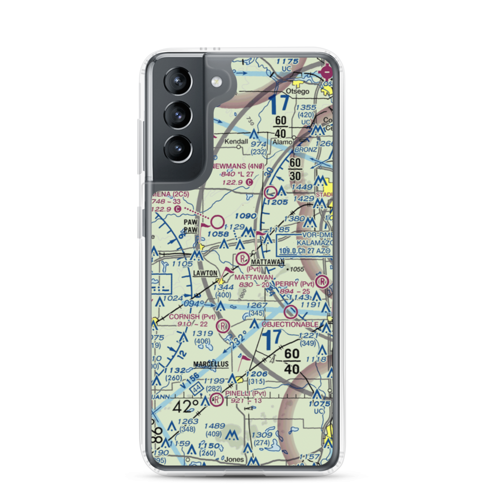 Mattawan Airpark (8MI3) VFR Sectional Samsung Case Samsung Galaxy S21 model shown