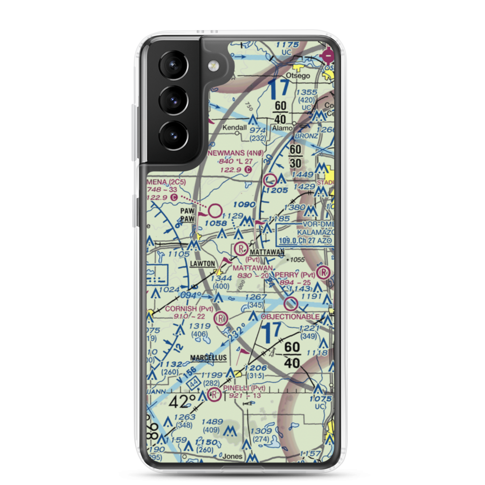 Mattawan Airpark (8MI3) VFR Sectional Samsung Case Samsung Galaxy S21 Plus model shown