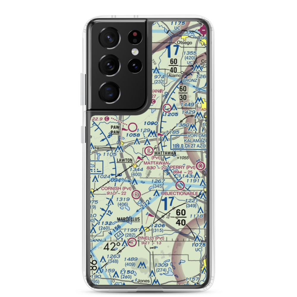 Mattawan Airpark (8MI3) VFR Sectional Samsung Case Samsung Galaxy S21 Ultra model shown