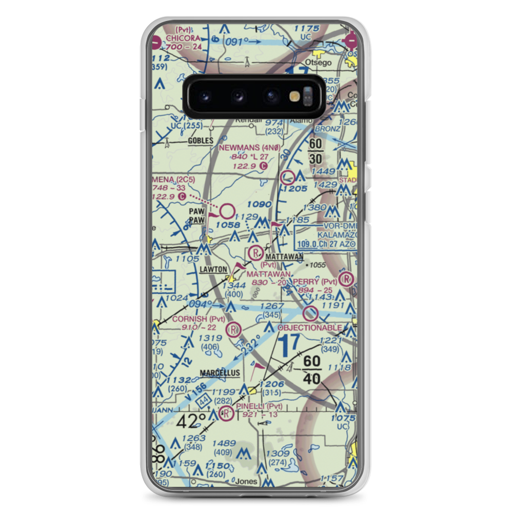 Mattawan Airpark (8MI3) VFR Sectional Samsung Case Samsung Galaxy S10+ model shown