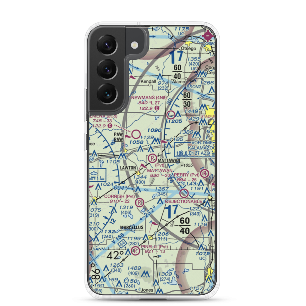 Mattawan Airpark (8MI3) VFR Sectional Samsung Case Samsung Galaxy S22 Plus model shown
