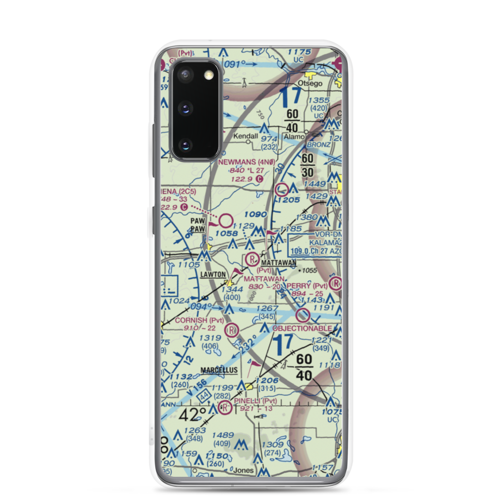 Mattawan Airpark (8MI3) VFR Sectional Samsung Case Samsung Galaxy S20 model shown