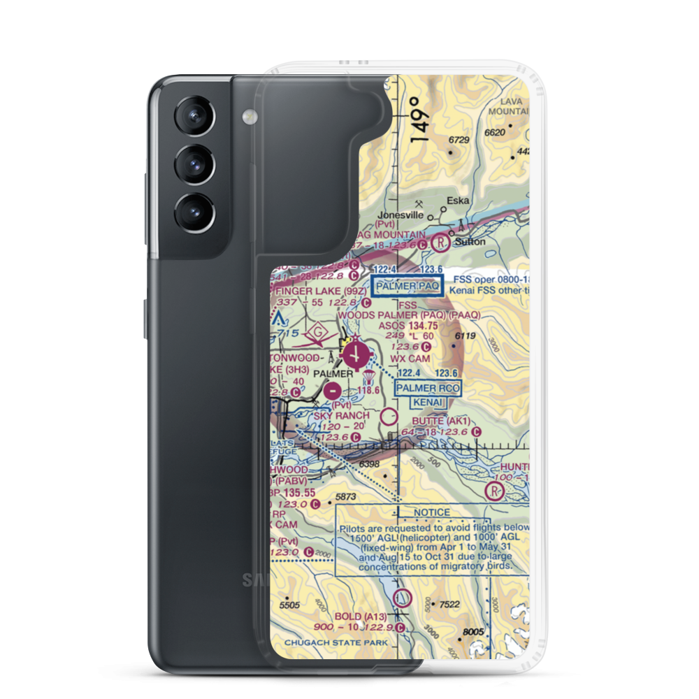Maud Road Strip Airport (74AK) VFR Sectional Samsung Case Samsung Galaxy S21 model shown