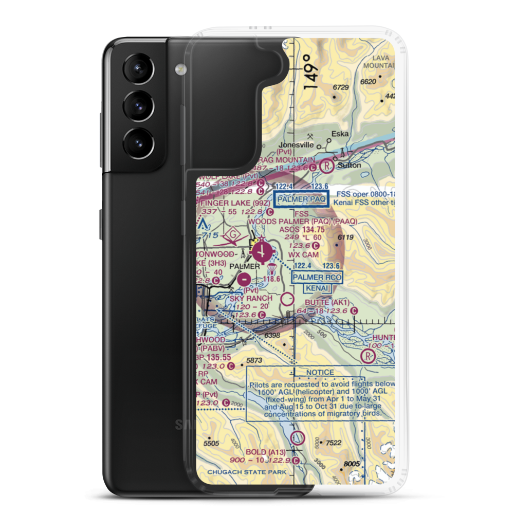 Maud Road Strip Airport (74AK) VFR Sectional Samsung Case Samsung Galaxy S21 Plus model shown