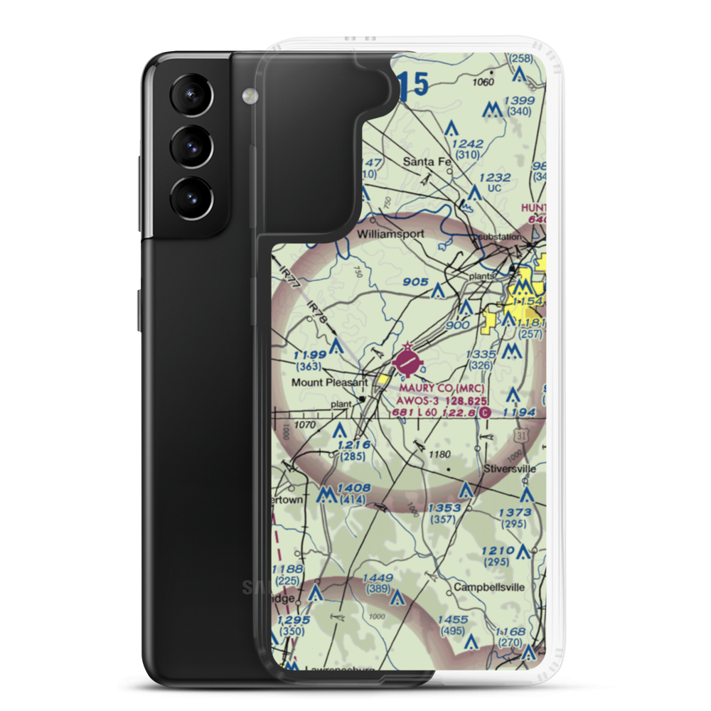 Maury County Airport (MRC) VFR Sectional Samsung Case Samsung Galaxy S21 Plus model shown