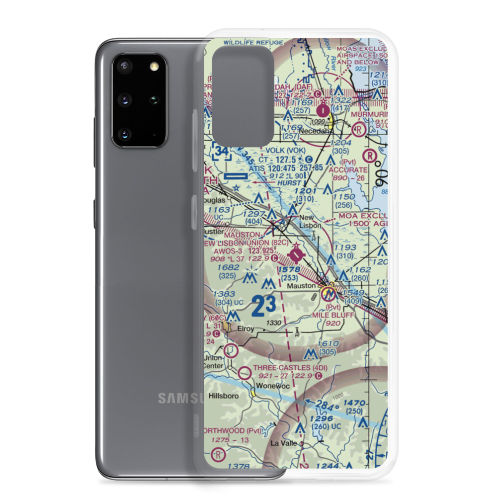 Mauston New Lisbon Union Airport (82C) VFR Sectional Samsung Case Samsung Galaxy S20 Plus model shown