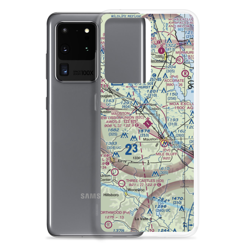 Mauston New Lisbon Union Airport (82C) VFR Sectional Samsung Case Samsung Galaxy S20 Ultra model shown