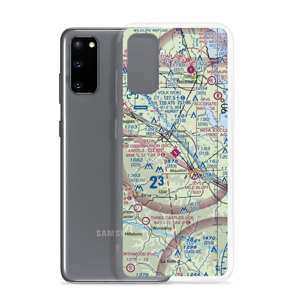 Mauston New Lisbon Union Airport (82C) VFR Sectional Samsung Case Samsung Galaxy S20 model shown