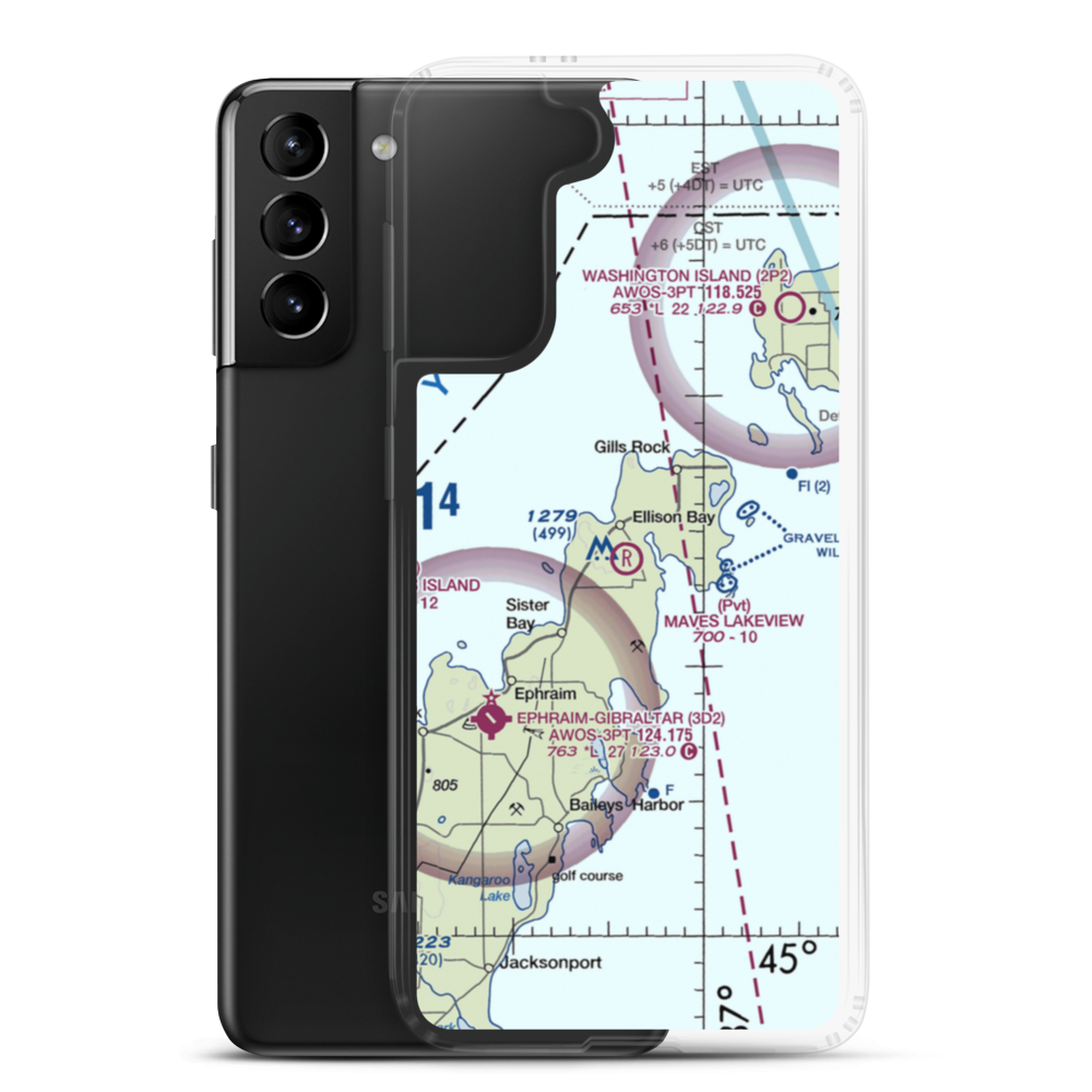 Mave's Lakeview Road Airport (8WN8) VFR Sectional Samsung Case Samsung Galaxy S21 Plus model shown