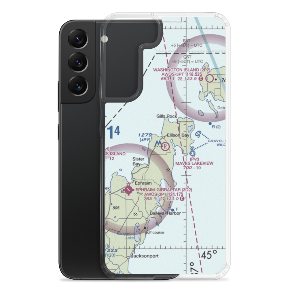 Mave's Lakeview Road Airport (8WN8) VFR Sectional Samsung Case Samsung Galaxy S22 Plus model shown