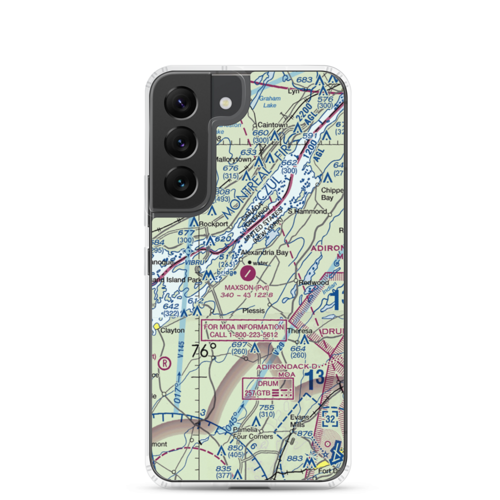 Maxson Airfield (89NY) VFR Sectional Samsung Case Samsung Galaxy S22 model shown
