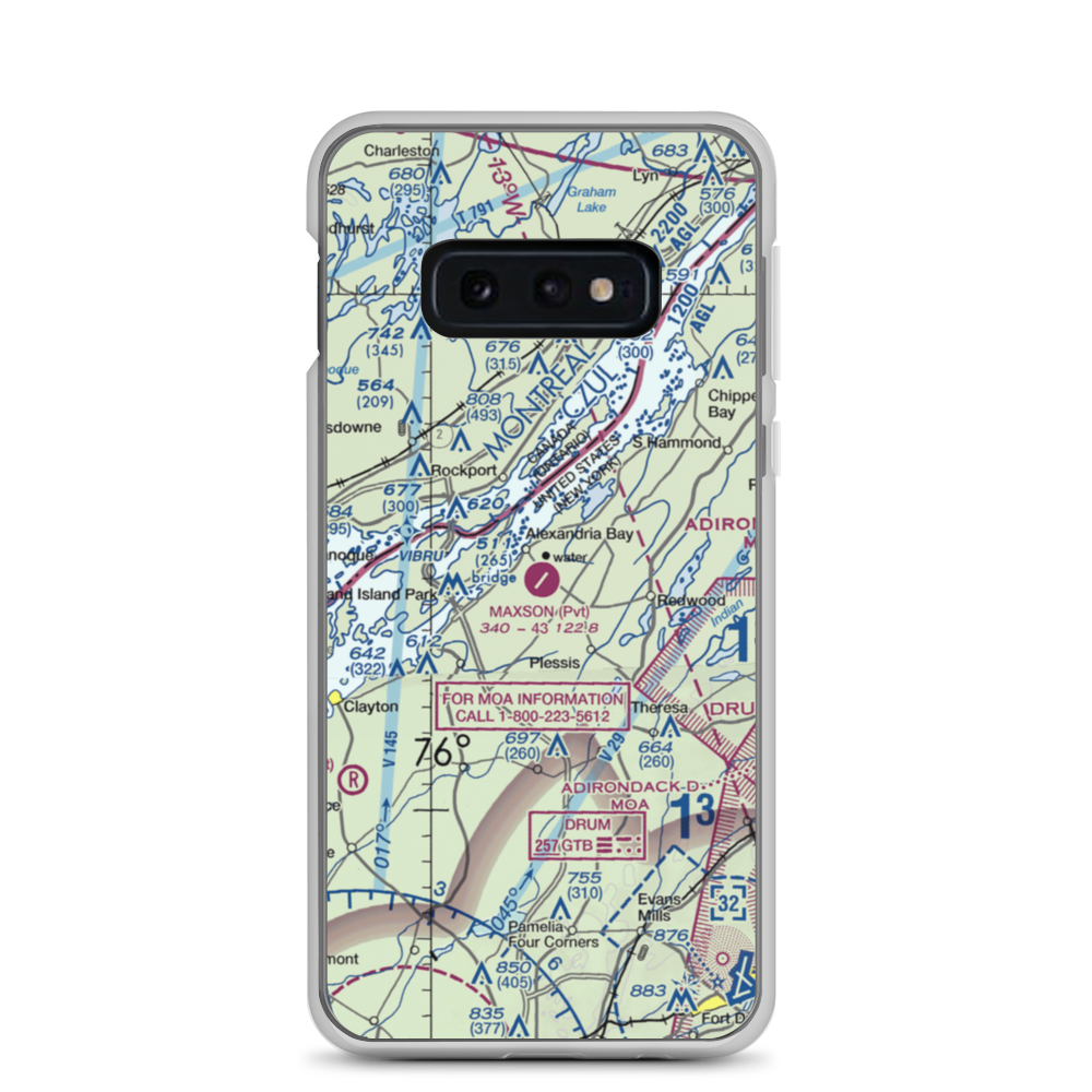 Maxson Airfield (89NY) VFR Sectional Samsung Case Samsung Galaxy S10e model shown
