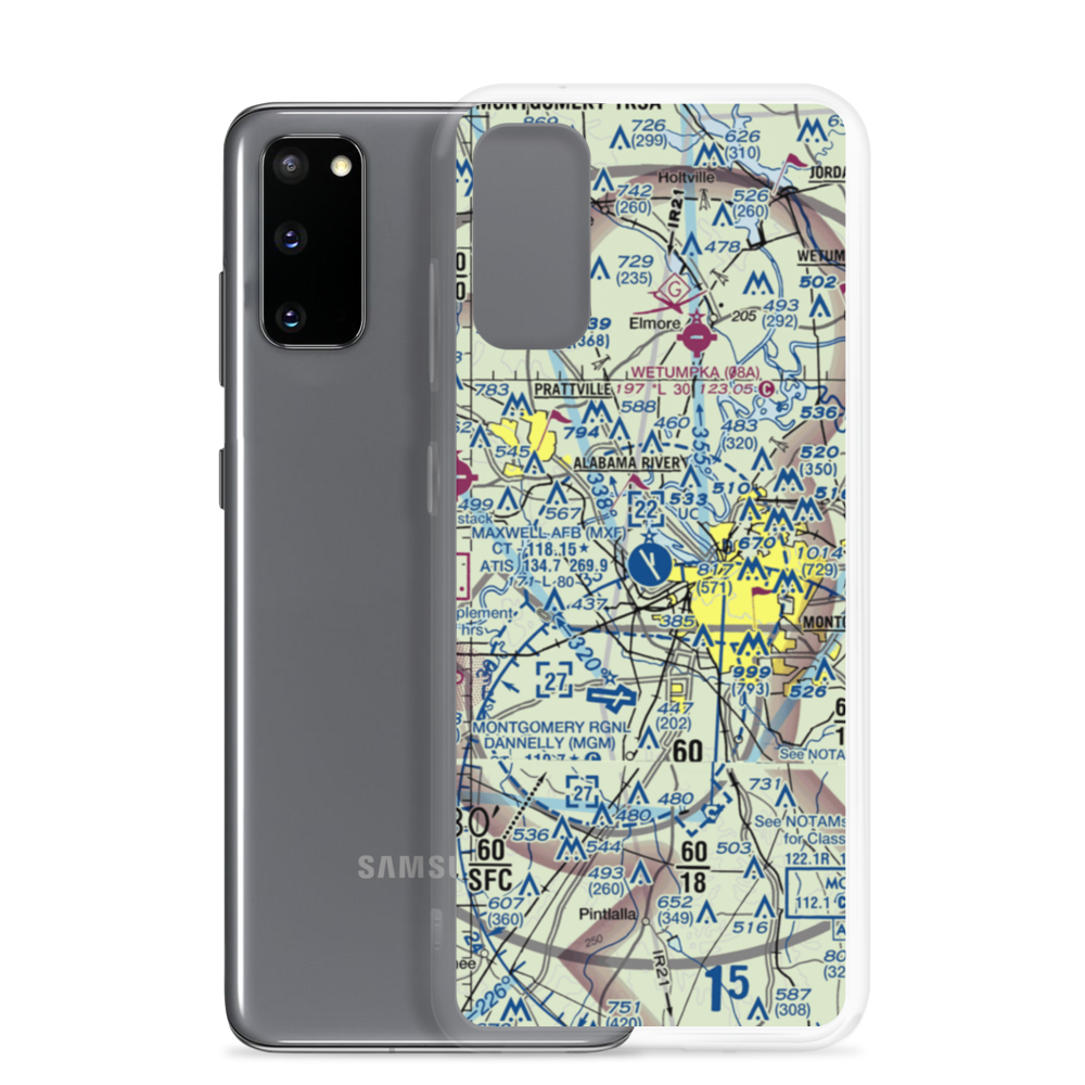 Maxwell Air Force Base (MXF) VFR Sectional Samsung Case Samsung Galaxy S20 model shown