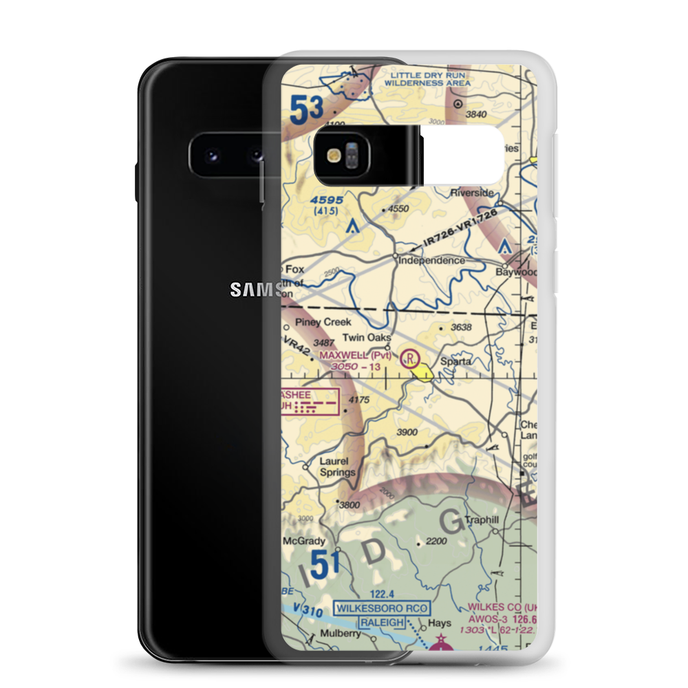 Maxwell Airport (3NC7) VFR Sectional Samsung Case Samsung Galaxy S10 model shown