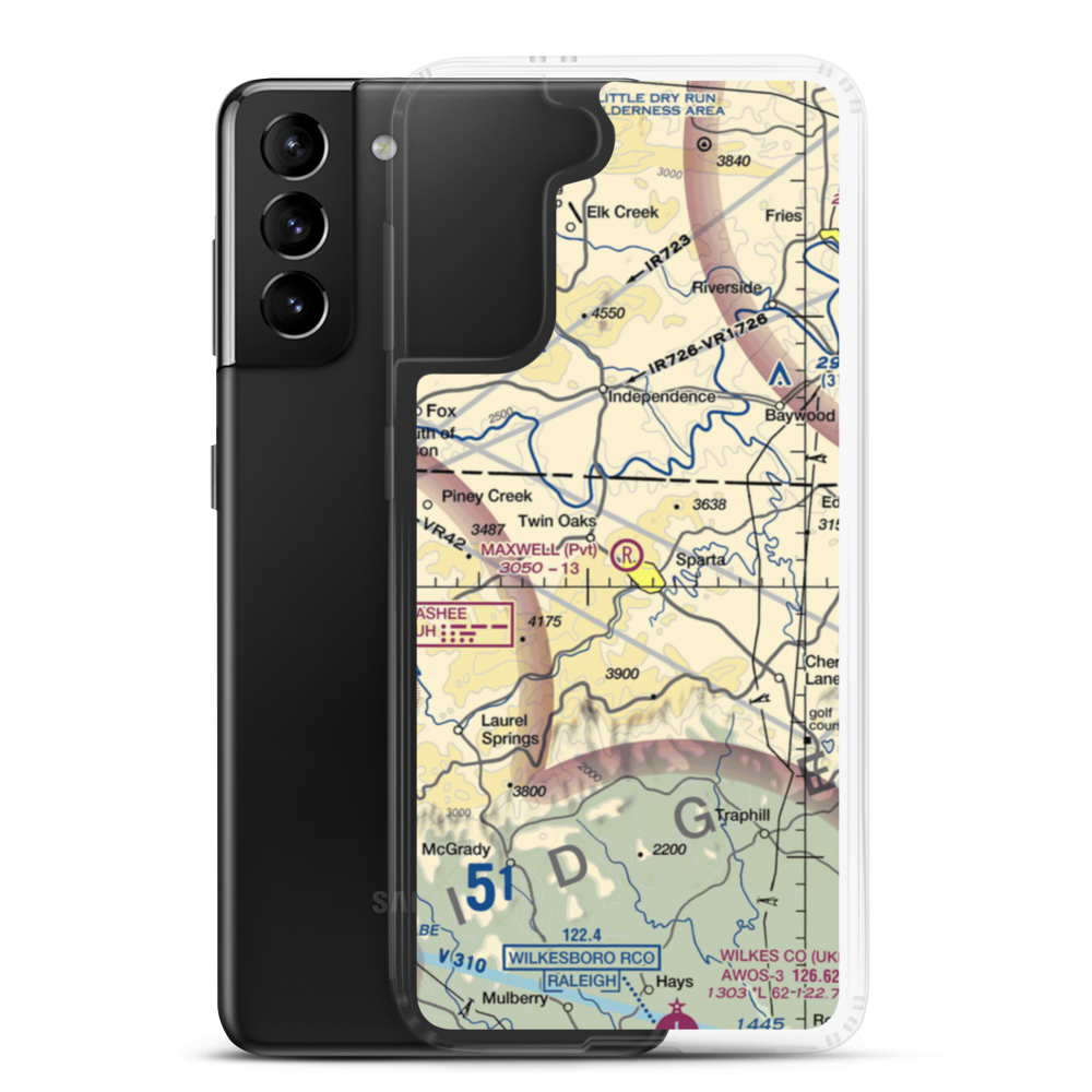 Maxwell Airport (3NC7) VFR Sectional Samsung Case Samsung Galaxy S21 Plus model shown