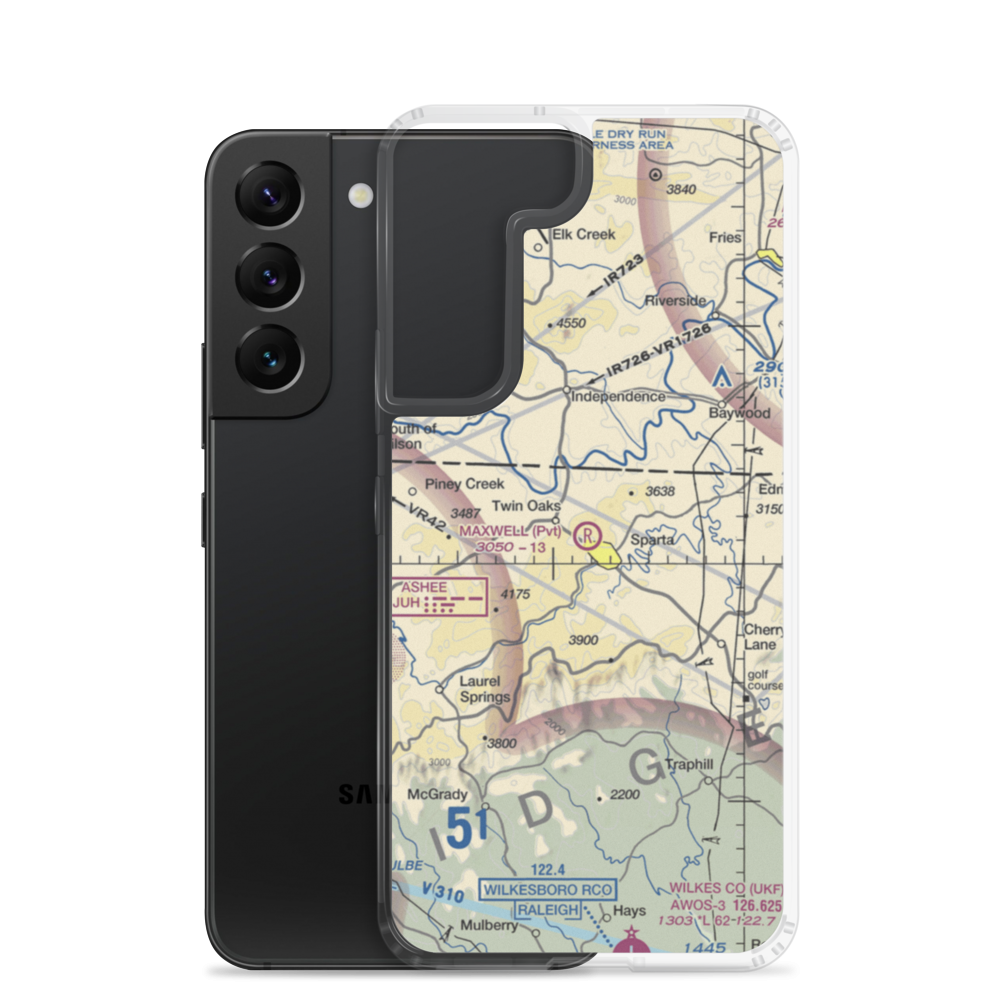 Maxwell Airport (3NC7) VFR Sectional Samsung Case Samsung Galaxy S22 model shown