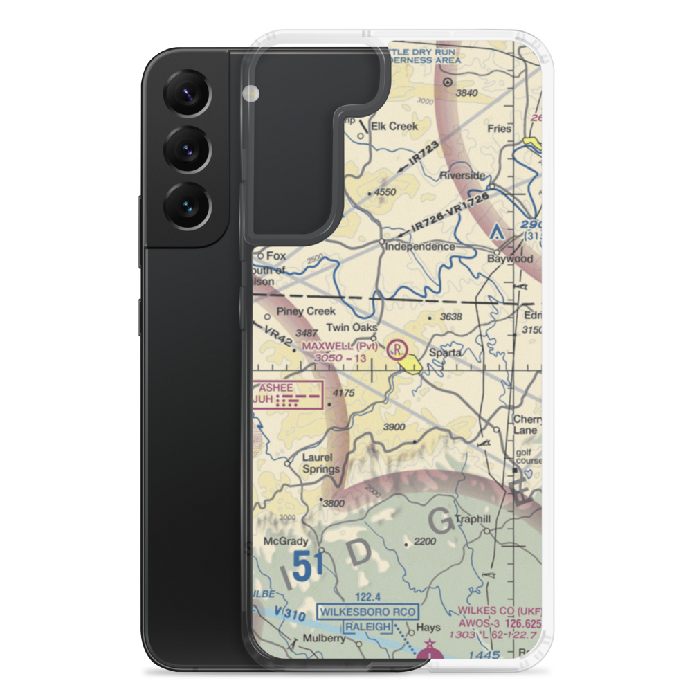Maxwell Airport (3NC7) VFR Sectional Samsung Case Samsung Galaxy S22 Plus model shown