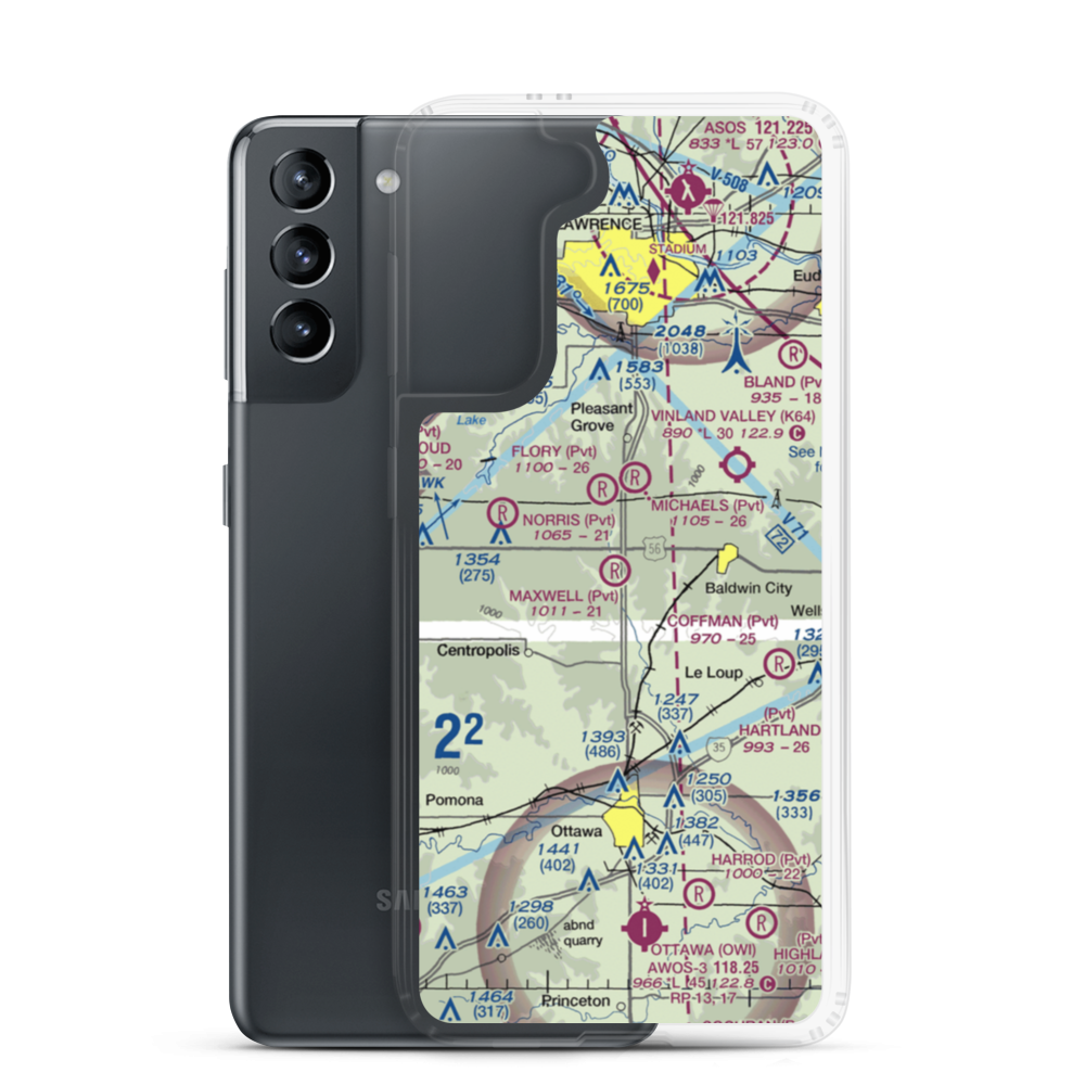 Maxwell Airport (47KS) VFR Sectional Samsung Case Samsung Galaxy S21 model shown