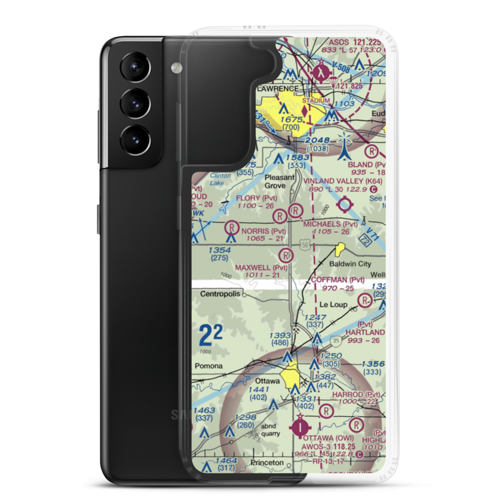 Maxwell Airport (47KS) VFR Sectional Samsung Case Samsung Galaxy S21 Plus model shown