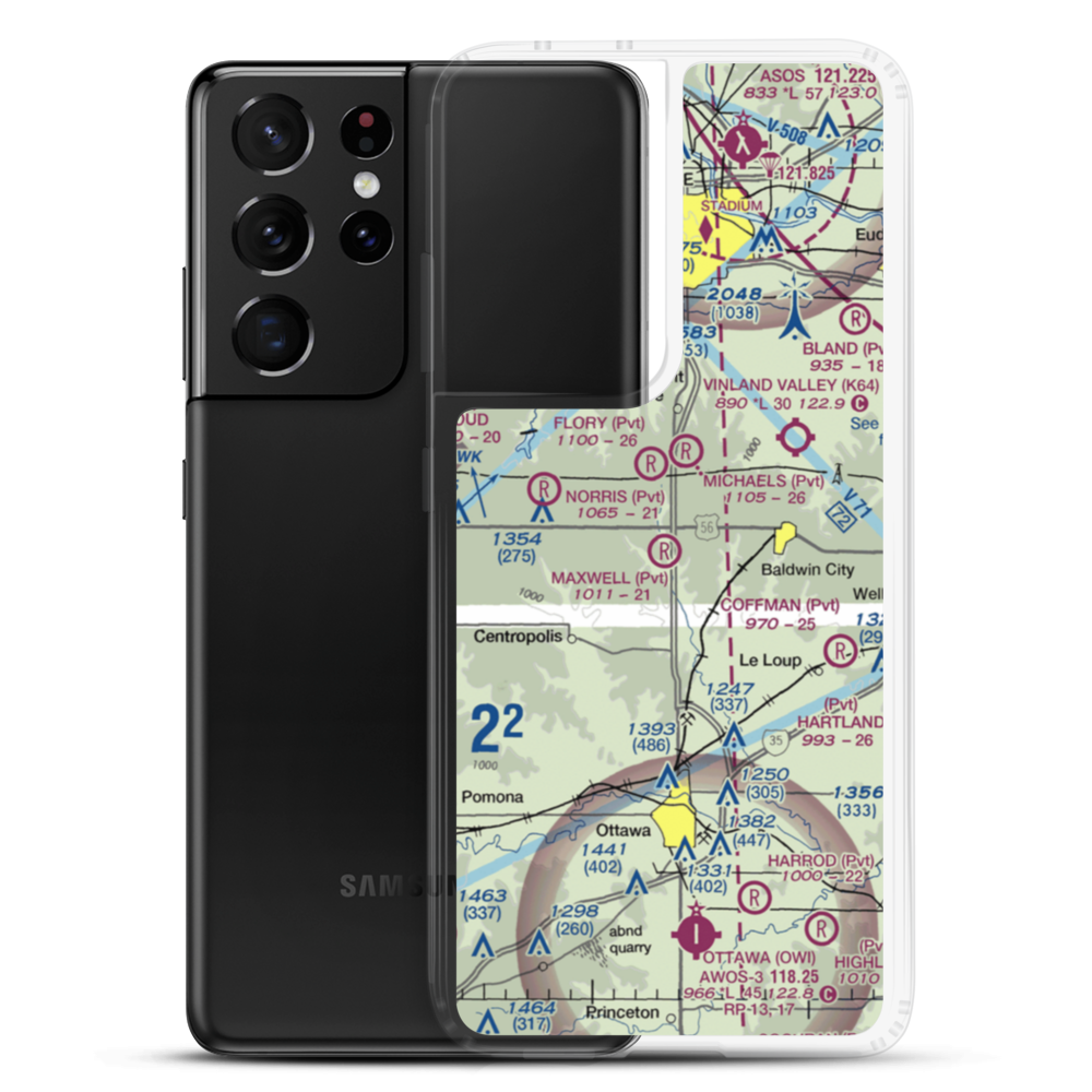 Maxwell Airport (47KS) VFR Sectional Samsung Case Samsung Galaxy S21 Ultra model shown