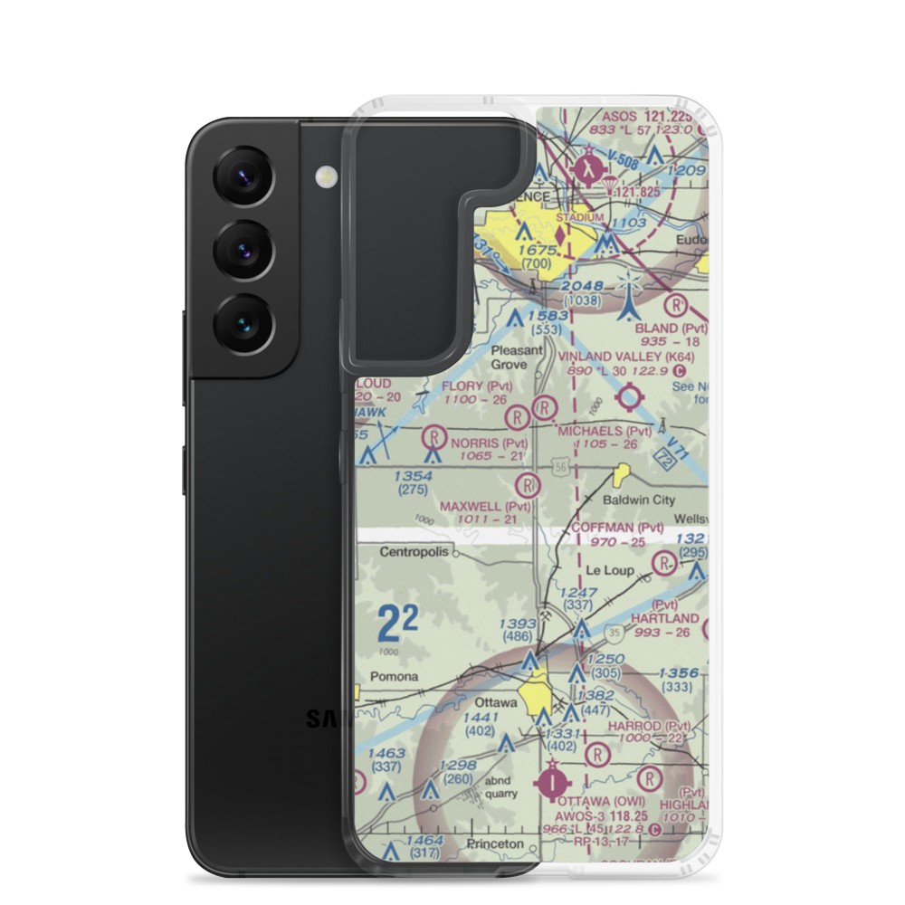 Maxwell Airport (47KS) VFR Sectional Samsung Case Samsung Galaxy S22 model shown