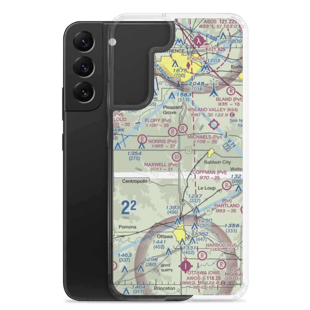 Maxwell Airport (47KS) VFR Sectional Samsung Case Samsung Galaxy S22 Plus model shown
