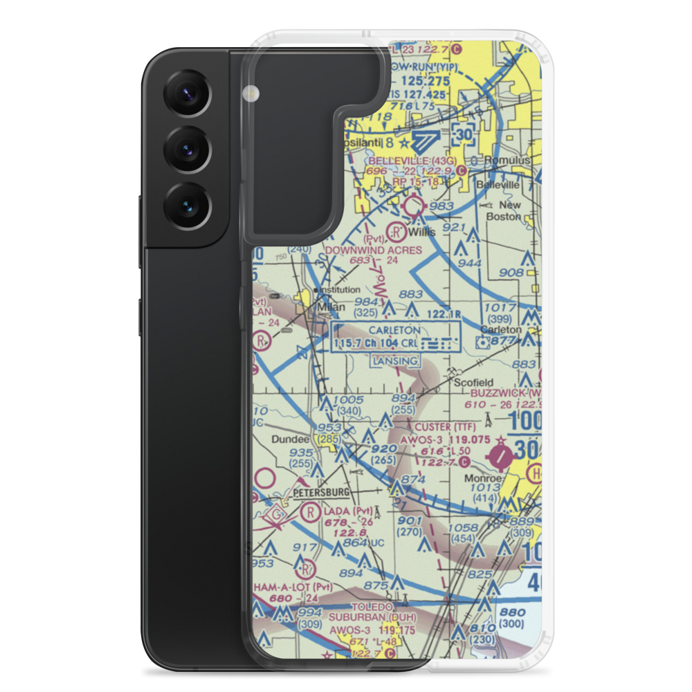 Maybee Airport (60MI) VFR Sectional Samsung Case Samsung Galaxy S22 Plus model shown