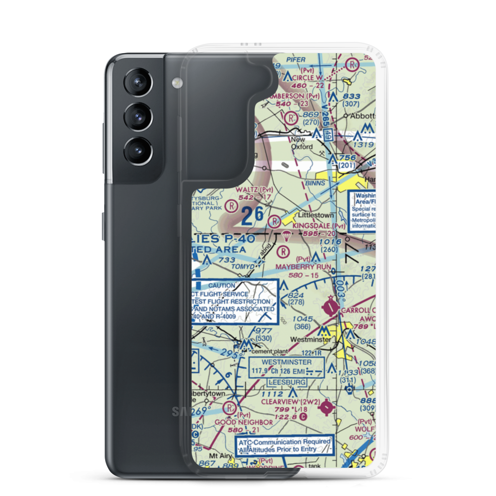 Mayberry Run Airport (1MD8) VFR Sectional Samsung Case Samsung Galaxy S21 model shown