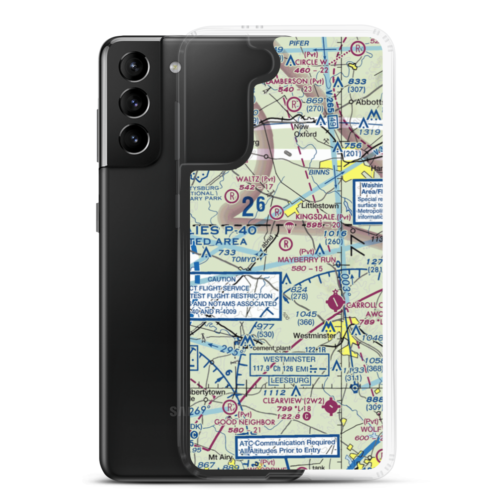 Mayberry Run Airport (1MD8) VFR Sectional Samsung Case Samsung Galaxy S21 Plus model shown