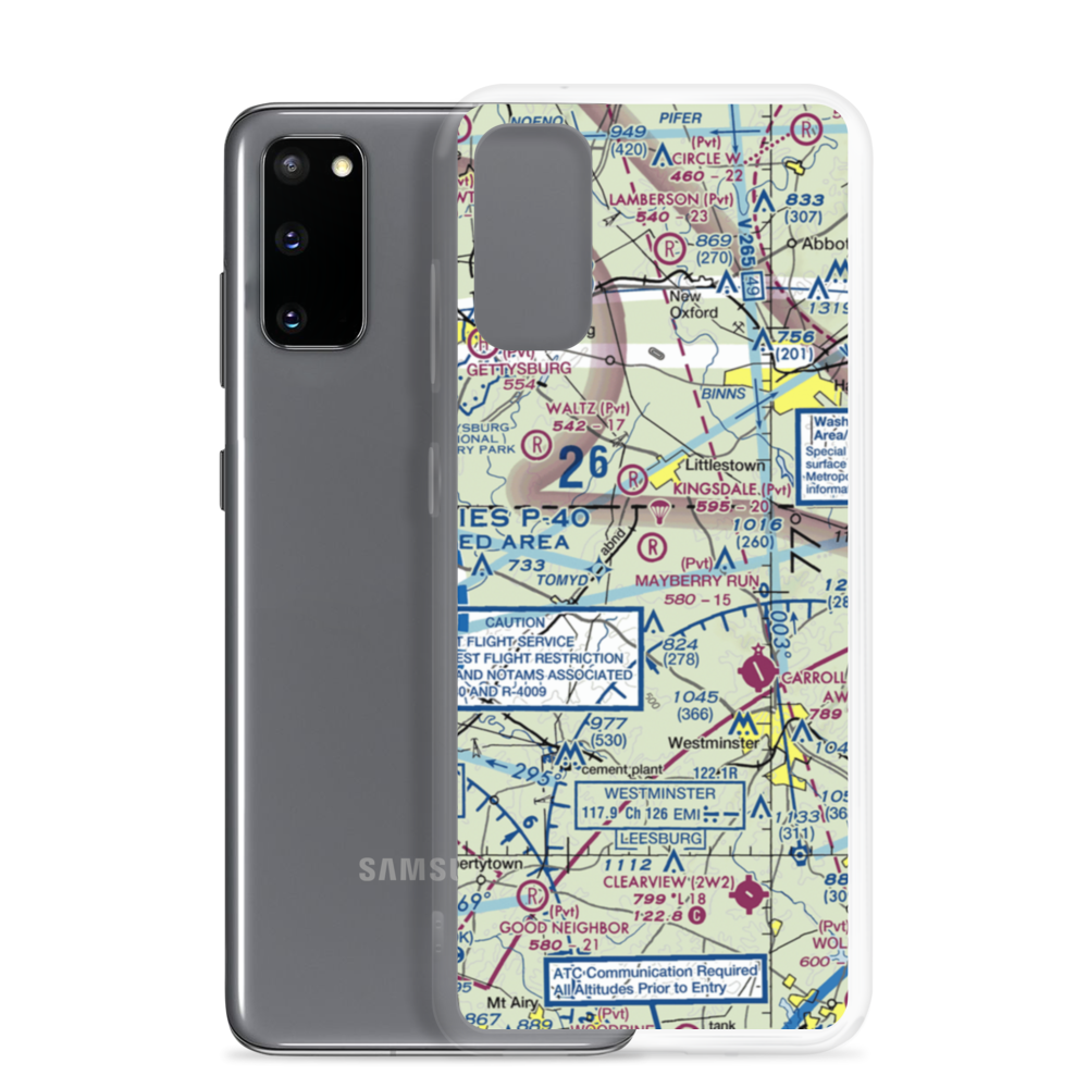 Mayberry Run Airport (1MD8) VFR Sectional Samsung Case Samsung Galaxy S20 model shown