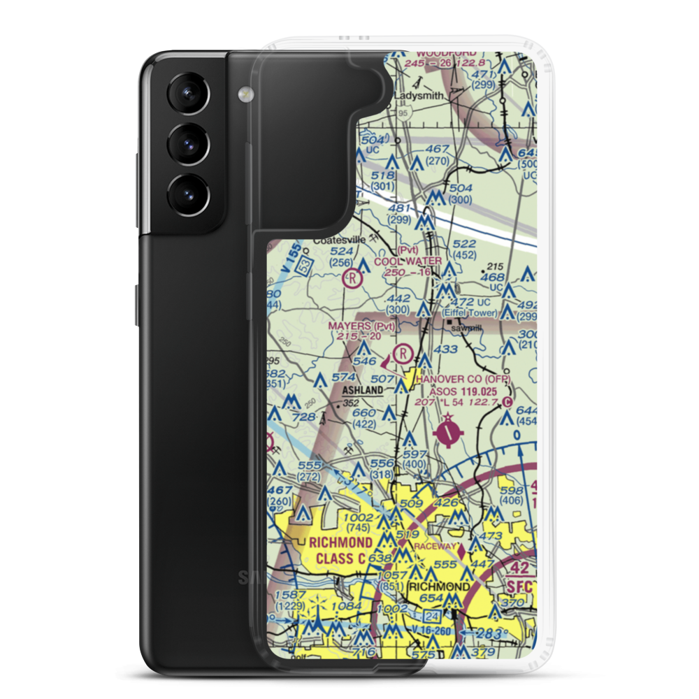 Mayers Airport (VG24) VFR Sectional Samsung Case Samsung Galaxy S21 Plus model shown
