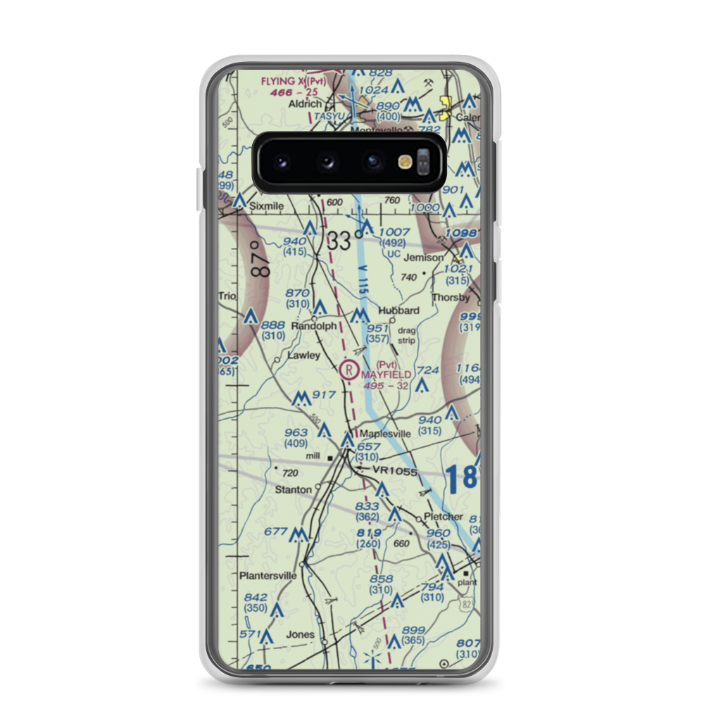 Mayfield (Private) Airport (AL76) VFR Sectional Samsung Case Samsung Galaxy S10 model shown