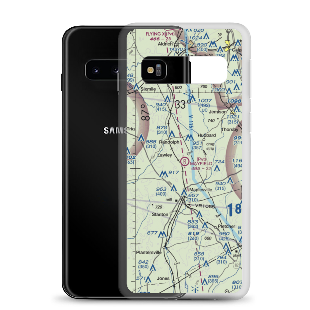 Mayfield (Private) Airport (AL76) VFR Sectional Samsung Case Samsung Galaxy S10 model shown