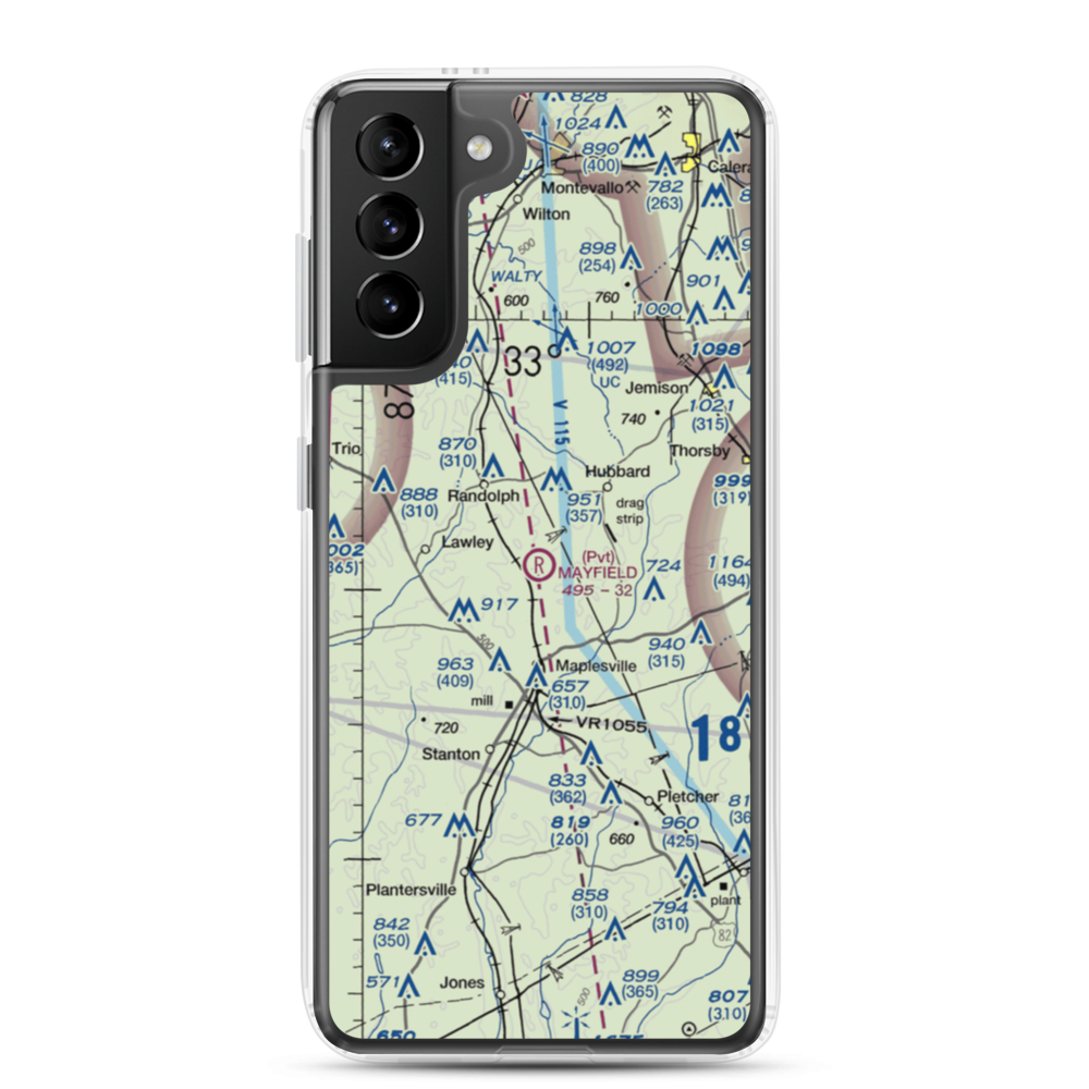 Mayfield (Private) Airport (AL76) VFR Sectional Samsung Case Samsung Galaxy S21 Plus model shown