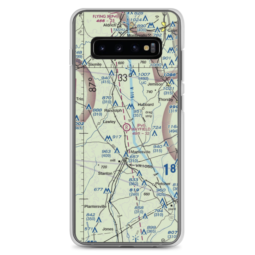 Mayfield (Private) Airport (AL76) VFR Sectional Samsung Case Samsung Galaxy S10+ model shown