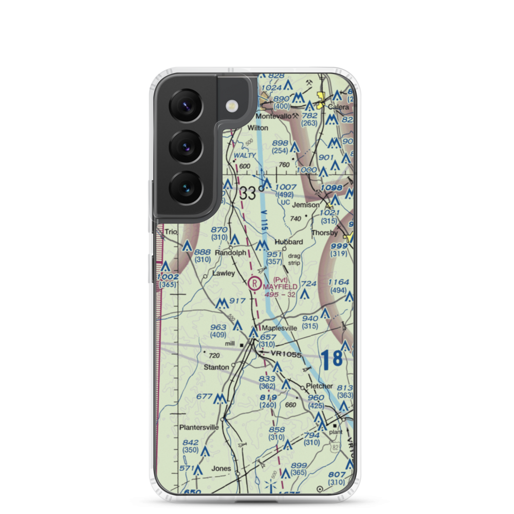 Mayfield (Private) Airport (AL76) VFR Sectional Samsung Case Samsung Galaxy S22 model shown