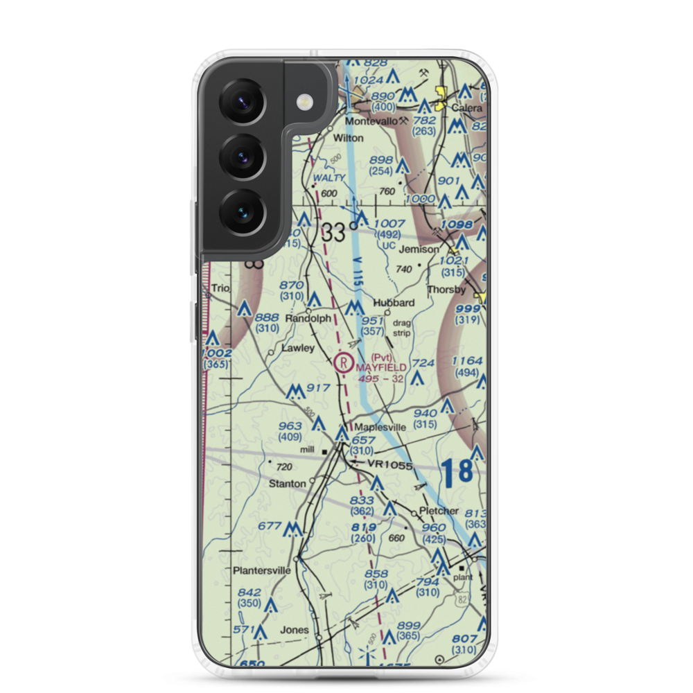 Mayfield (Private) Airport (AL76) VFR Sectional Samsung Case Samsung Galaxy S22 Plus model shown