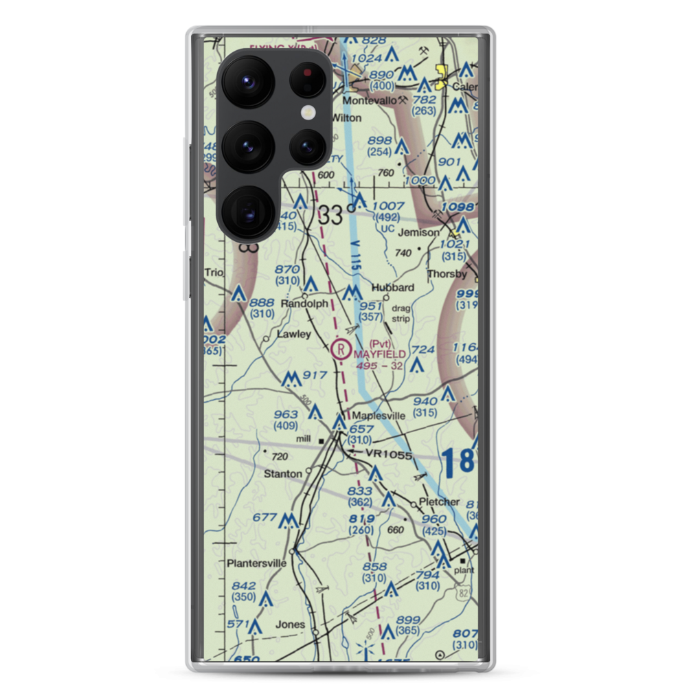 Mayfield (Private) Airport (AL76) VFR Sectional Samsung Case Samsung Galaxy S22 Ultra model shown