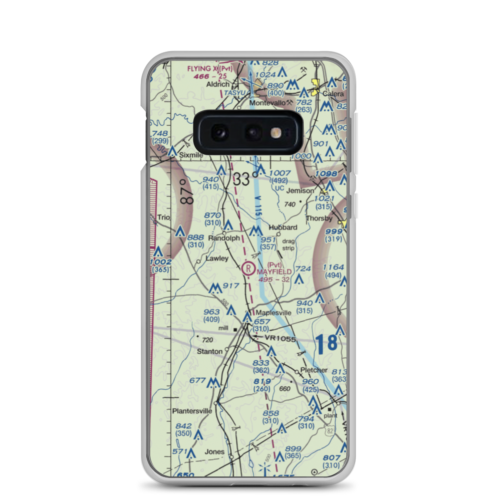 Mayfield (Private) Airport (AL76) VFR Sectional Samsung Case Samsung Galaxy S10e model shown
