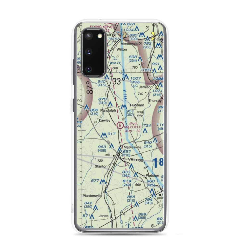 Mayfield (Private) Airport (AL76) VFR Sectional Samsung Case Samsung Galaxy S20 model shown