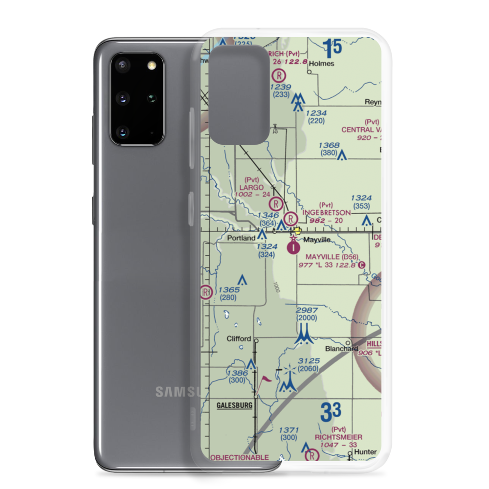 Mayville Municipal Airport (D56) VFR Sectional Samsung Case Samsung Galaxy S20 Plus model shown
