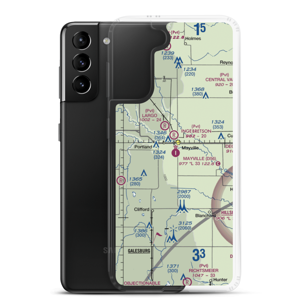 Mayville Municipal Airport (D56) VFR Sectional Samsung Case Samsung Galaxy S21 Plus model shown
