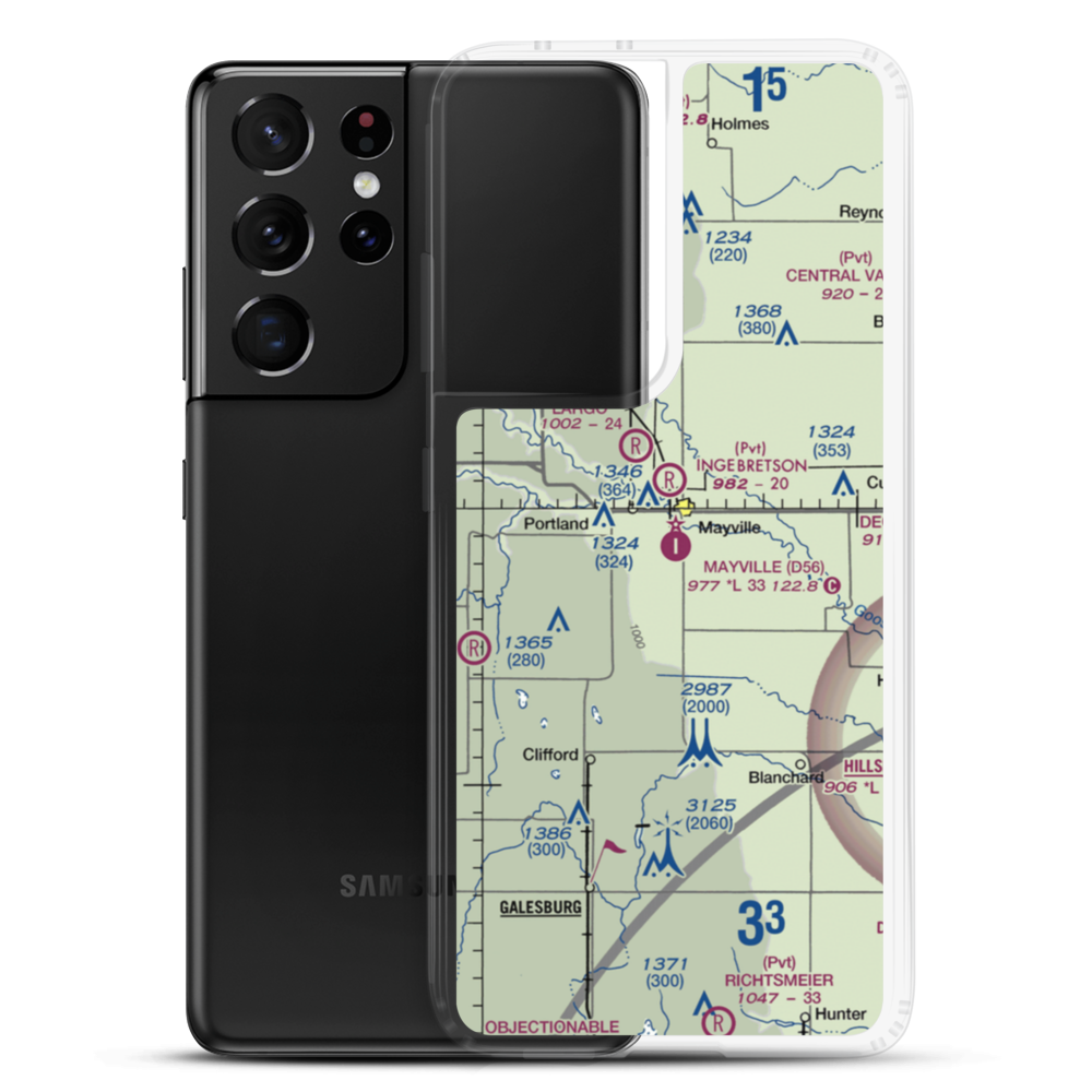 Mayville Municipal Airport (D56) VFR Sectional Samsung Case Samsung Galaxy S21 Ultra model shown