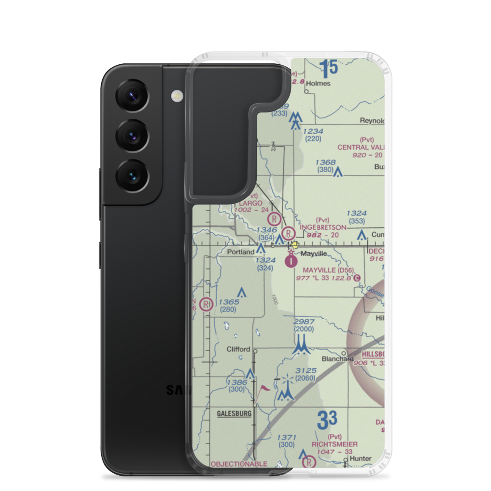 Mayville Municipal Airport (D56) VFR Sectional Samsung Case Samsung Galaxy S22 model shown