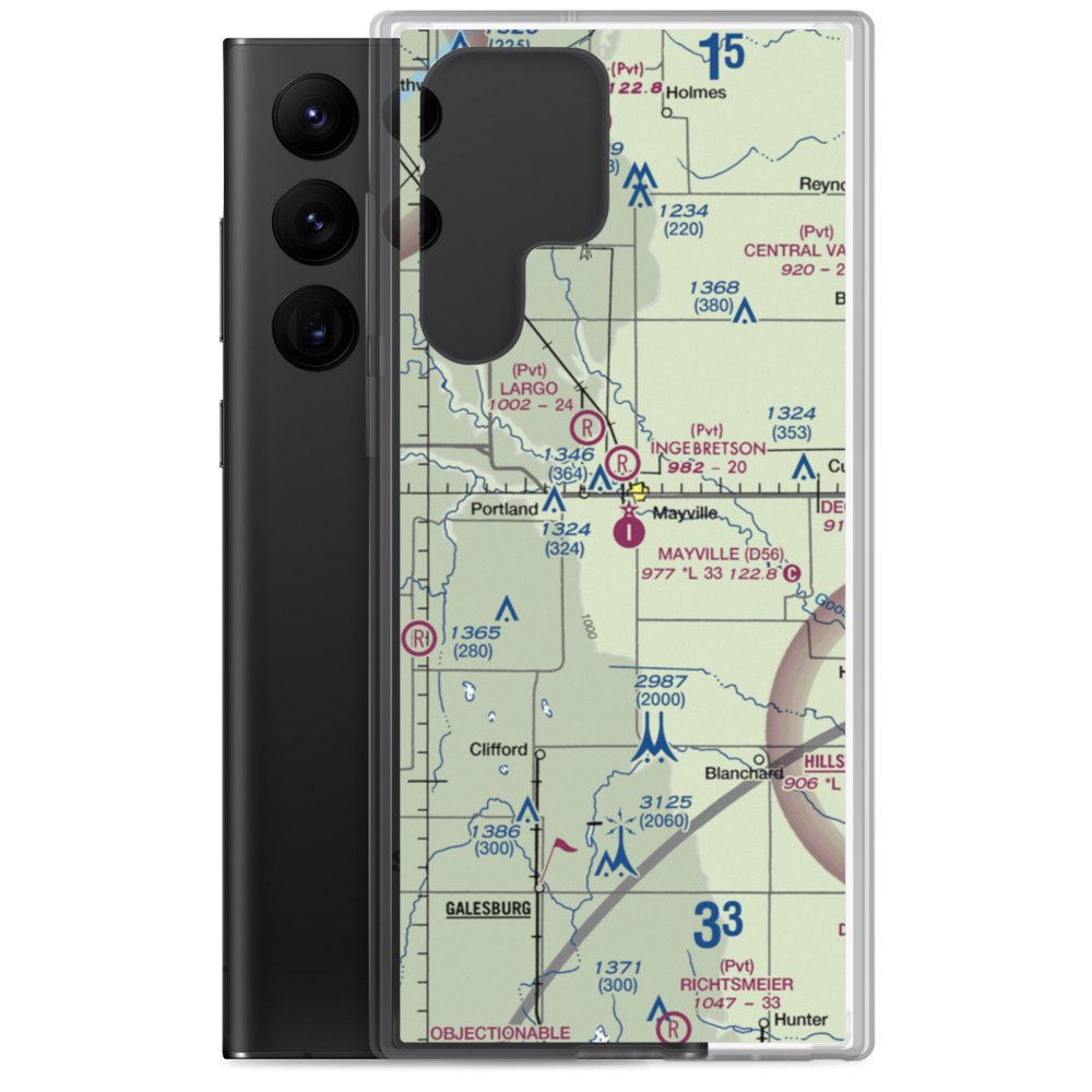 Mayville Municipal Airport (D56) VFR Sectional Samsung Case Samsung Galaxy S22 Ultra model shown